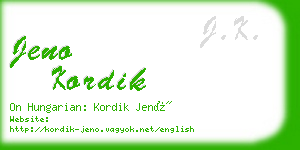 jeno kordik business card